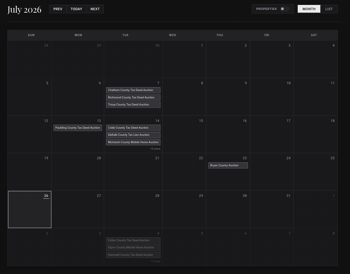 Unified Auction Calendar Dark Mode
